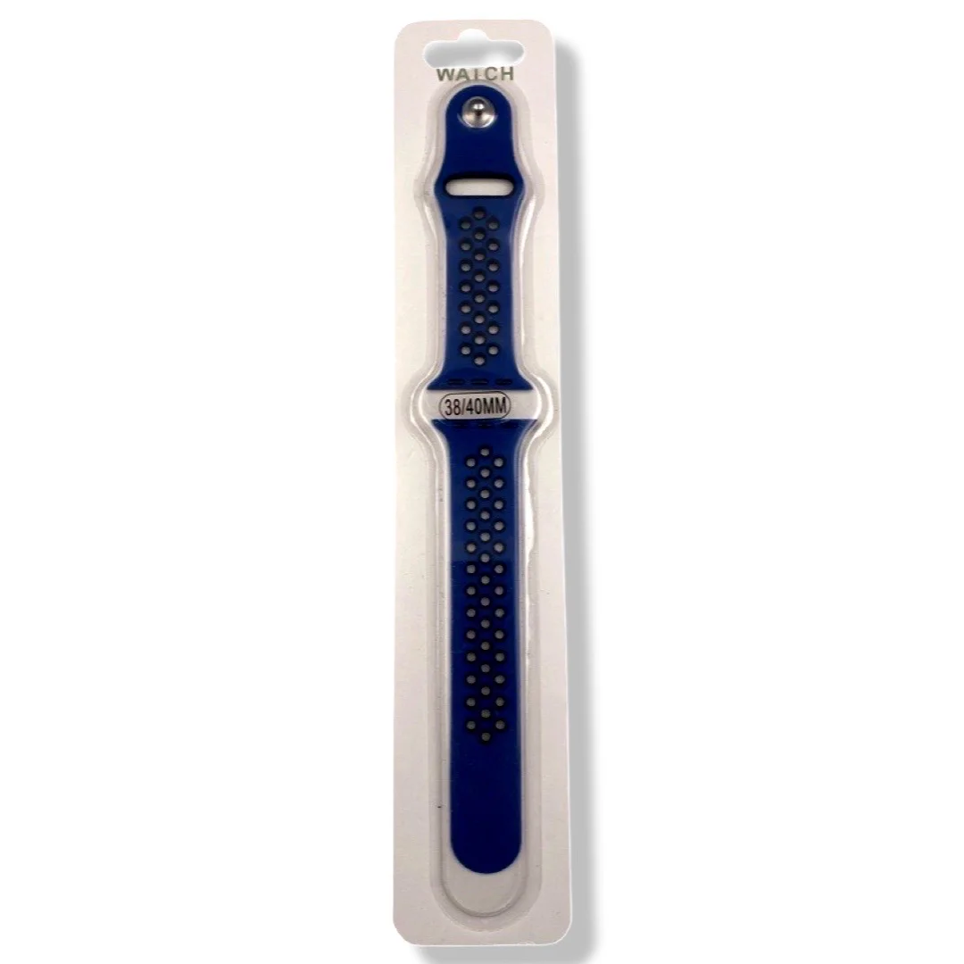 Силиконова Apple Watch каишка iWatch 49mm – Тъмно син – Черни дупки