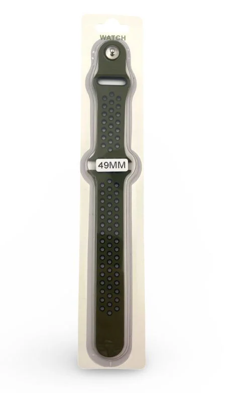 Силиконова Apple Watch каишка iWatch 49mm – Тъмно зелен – Черни дупки