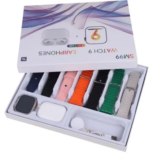 SM99 Ultra – Комплект SET Смарт Часовник + Слушалки със 7 каишки и безжично зареждане