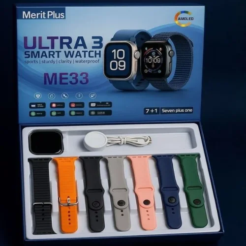 Смарт часовник Mefit Plus Ultra 3 ME33 Златист с AMOLED дисплей и комплект 7 + 1 каишки
