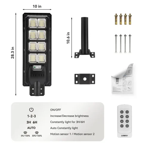 Соларна външна лампа SLP-4 200W IP-65 PIR сензор