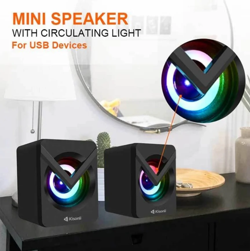 Тонколони KISONLI L-1040 светещи AUX, 2×2.5W