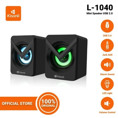 Тонколони KISONLI L-1040 светещи AUX, 2×2.5W