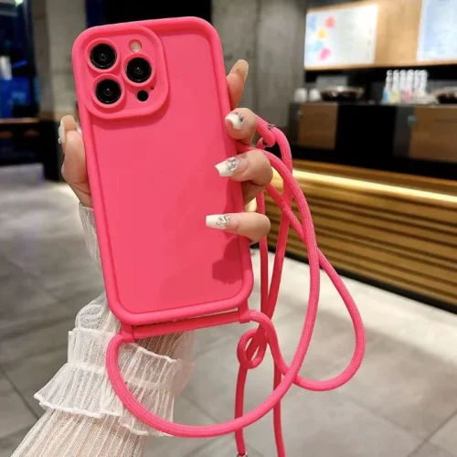 TP-16 Силиконов калъф с връзка за iPhone 11 – Розов