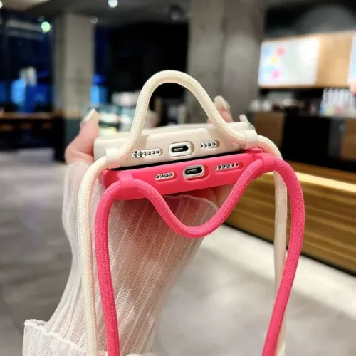 TP-16 Силиконов калъф с връзка за iPhone 11 – Розов
