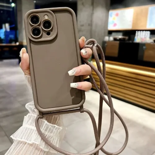 TP-16 Силиконов калъф с връзка за iPhone 12 – Кафяв
