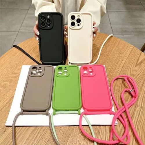 TP-16 Силиконов калъф с връзка за iPhone 14 – Кафяв
