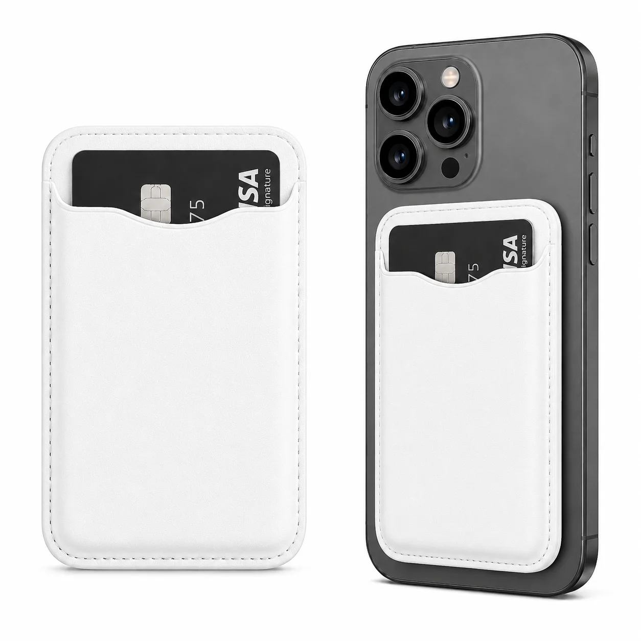 TP14 Магнитен портфейл със стойка (MagSafe съвместим) – Бял