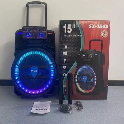 TTD/SX-1505 15″ 1000W Безжична колона говорител субуфер + 2 безжични микрофони
