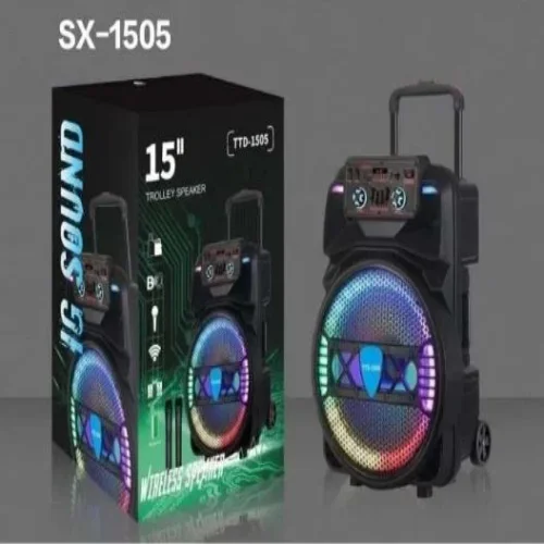 TTD/SX-1505 15″ 1000W Безжична колона говорител субуфер + 2 безжични микрофони