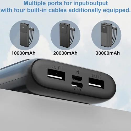 TUGII Y102 Power Bank 10,000mAh 22.5W с вградени кабели