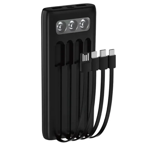 TUGII Y11 Power Bank 10,000mAh със силен LED фенер и вградени кабели