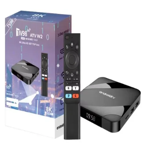 TV98 ATV W2 TV Box 8K HDR ULTRA HD android 14.0 4GB + 64GB 2.4/5G Wifi 4 Ядрен процесор Netflix Youtube Media Player