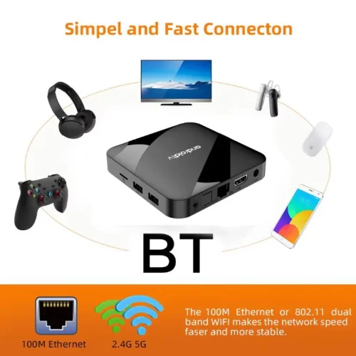 TV98 ATV W2 TV Box 8K HDR ULTRA HD android 14.0 4GB + 64GB 2.4/5G Wifi 4 Ядрен процесор Netflix Youtube Media Player