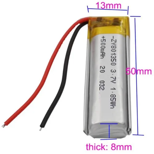 Универсална Батерия 801350 50 / 13 / 8mm 3.7v 500 mAh