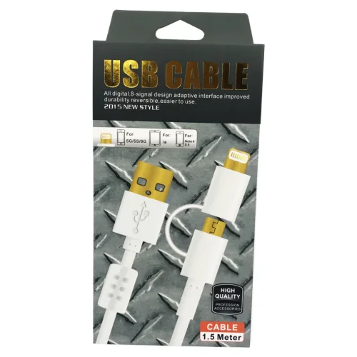 USB Кабел 2в1 Micro-USB + Lightning 1.5m U-14