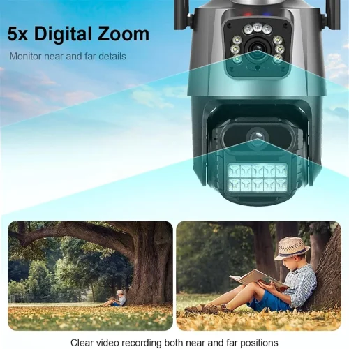 V21 1080P 360 IP WIFI + LAN 2.4GHz (APP:V380PRO) 3.0MP V380 3.6mm Двойна Външна охранителна камера