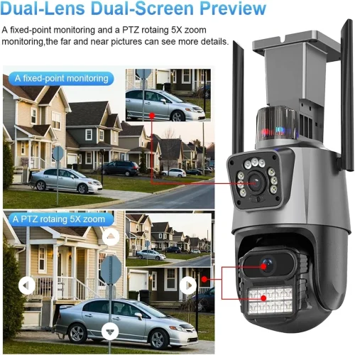 V21 1080P 360 IP WIFI + LAN 2.4GHz (APP:V380PRO) 3.0MP V380 3.6mm Двойна Външна охранителна камера