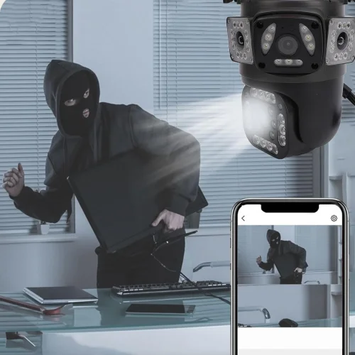 V380-A14 4G SIM ТРОЙНА IP Камера ( APP:V380PRO) Въртяща водоустойчива WiFi камера с 3 обектива