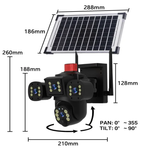 V380-ZS12-T56-4G СОЛАРНА ТРОЙНА IP Камера 8MP ( APP:V380PRO) Въртяща водоустойчива камера с 3 обектива