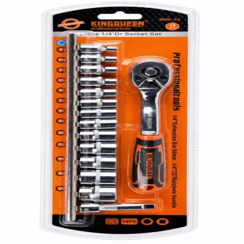 WIB-33 Комплект тресчотка с вложки KINGQUEEN, 1/4″, 15 части