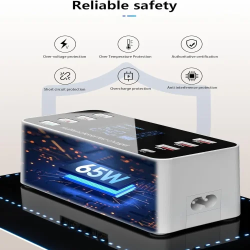 WLX-A9P 60W 8-портова USB зарядна станция – Зарежда няколко устройства едновременно, включва зарядни устройства за различни устройства
