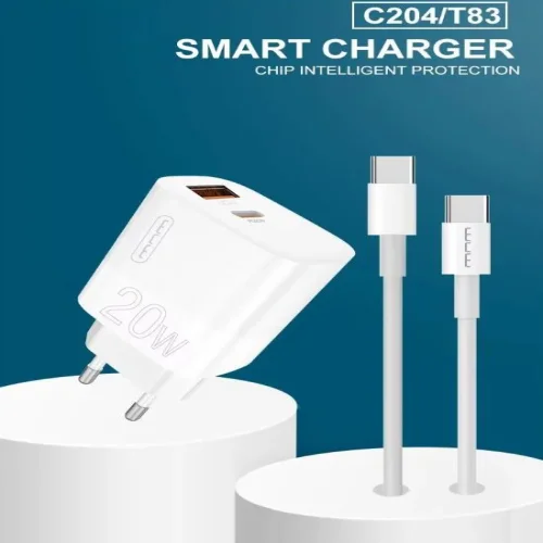WUW C204 PD20W + QC18W Адаптер с изх. USB-C + USB-A
