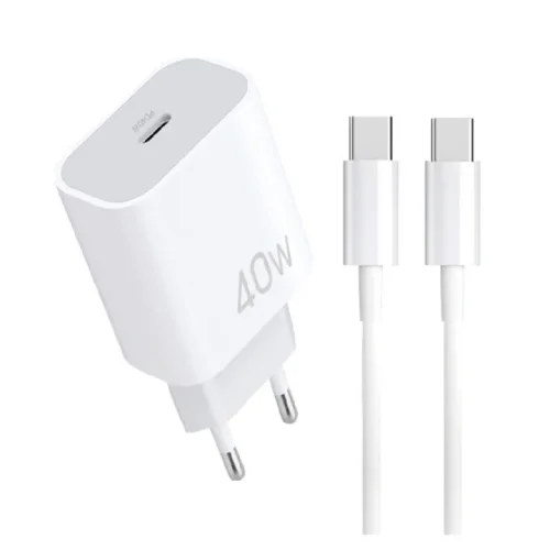 WUW T108 Зарядно USB-C PD 40W зарядно устройство с USB-C към USB-C кабел