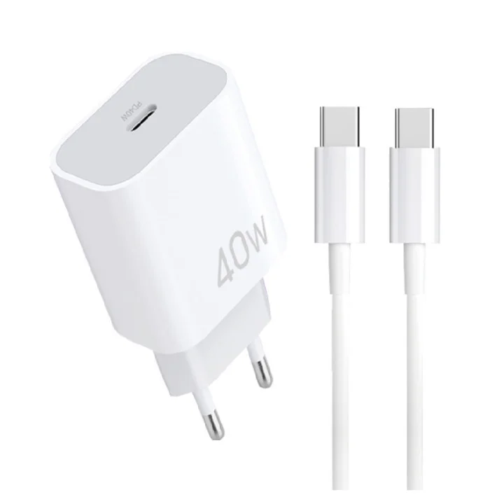 WUW T108 Зарядно USB-C PD 40W зарядно устройство с USB-C към USB-C кабел
