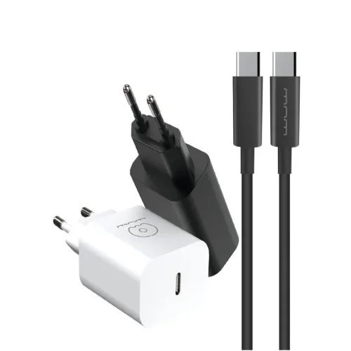 WUW T81 Зарядно с кабел PD20W Type-C към Type-C – Бял