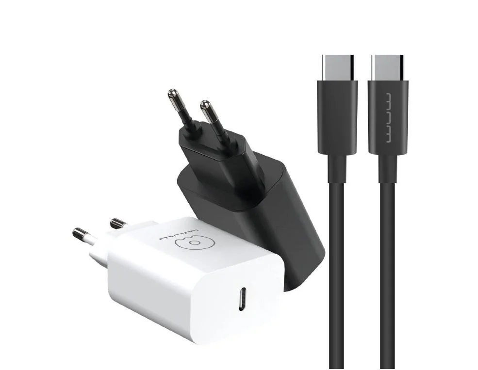 WUW T81 Зарядно с кабел PD20W Type-C към Type-C – Бял