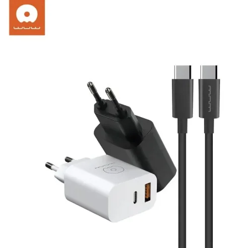 WUW T83 PD20W + QC18W Зарядно с кабел Type-C към Type-C 1M