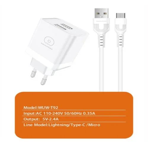 WUW T92 PD20W Зарядно с кабел USB към Type-C