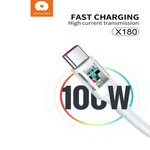 WUW X180 100W Кабел за Зареждане 1M – TYPE-C към TYPE-C