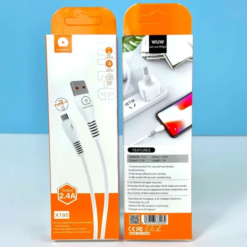 WUW X195 Кабел за Зареждане 2.4A 1M – USB към Micro