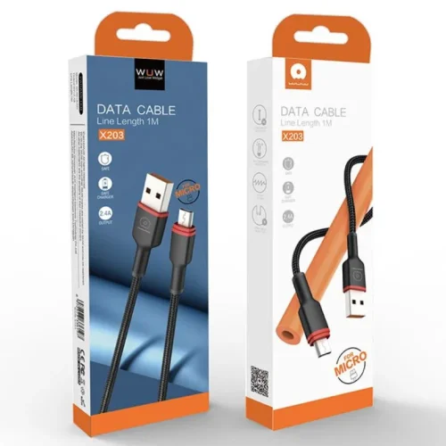 WUW X203 Плетен кабел за Зареждане 2.4A 1M – USB към TYPE-C