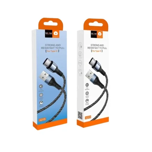WUW X213 Плетен Кабел за Зареждане 2.4A 1M – USB към TYPE-C