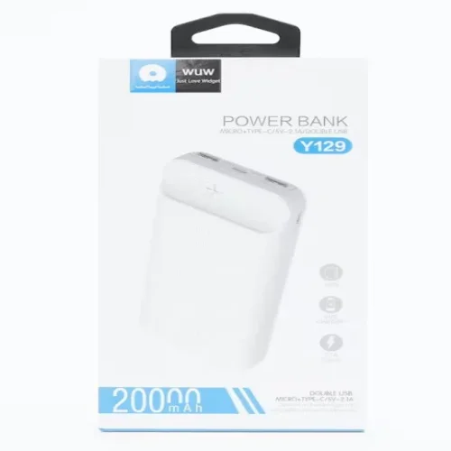 WUW Y129 2.1A POWER BANK Type-C 1 USB 2 – 20,000 mAh – Черен