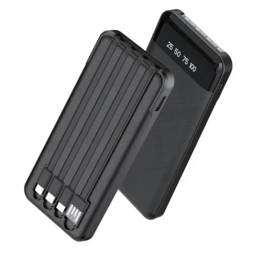 WUW Y130 2A POWER BANK С ВГРАДЕНИ КАБЕЛИ – 10,000 mAh – Черен
