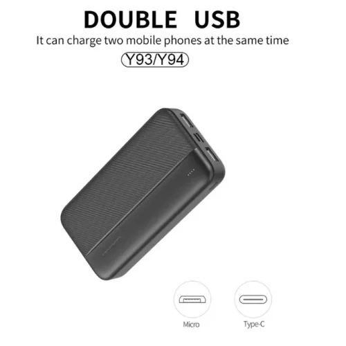 WUW-Y93 Тънко Пр.зарядно 2.1A MICRO + USB-C + 2изх.USB 10,000MAH – Бял