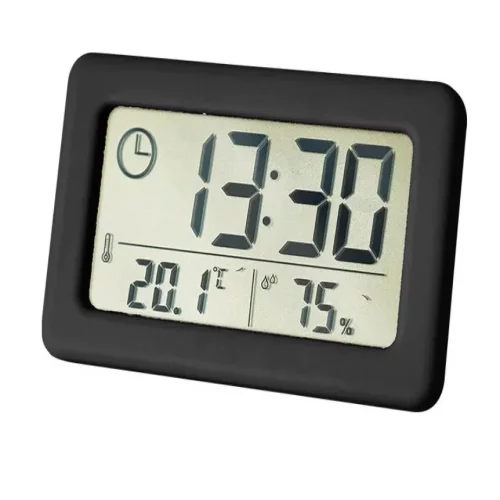 X005 Настолен тънък мини часовник с влагомер YIDA TIME – Черен
