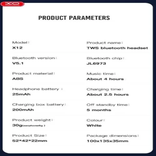 XO AP3 XO-X12 Type Безжични слушалки Air Pro, Безжично зареждане (бели)
