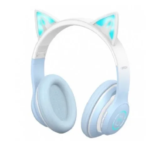 XO-BE38 Bluetooth слушалка Котешки уши Цветни RGB – Син