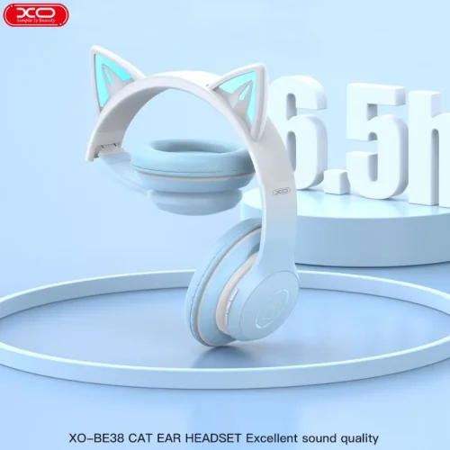 XO-BE38 Bluetooth слушалка Котешки уши Цветни RGB – Син