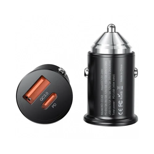 XO-CC43 45W Компактен и Мощен Адаптер 12V PD45W + QC3.0А