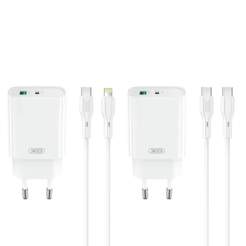 XO-CE30 30W Бързо Зарядно USB-C + USB с кабел Type-C към Lightning