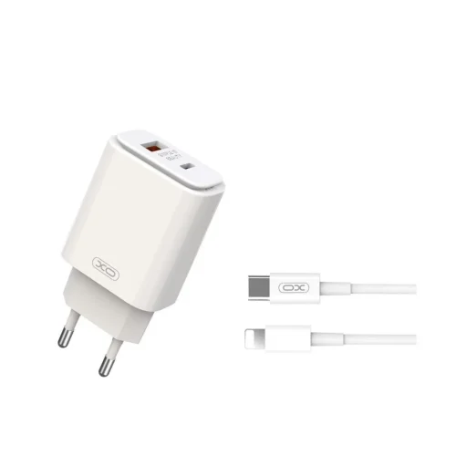 XO-L90A 20W PD Зарядно с изх. USB-C + USB PD-20W + QC18W – Type-C към Lightning