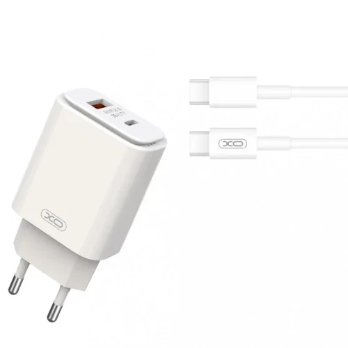 XO-L90A 20W PD Зарядно с изх. USB-C + USB PD-20W + QC18W – Type-C към Type-C