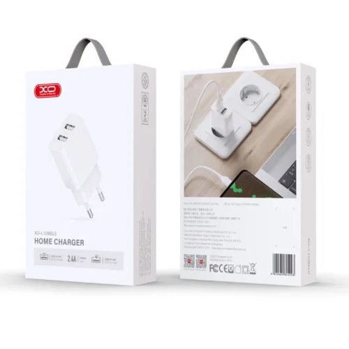 XO Зарядно устройство XO Wall charger L109 2x USB-A, cable USB Type-C, 2.4A (white