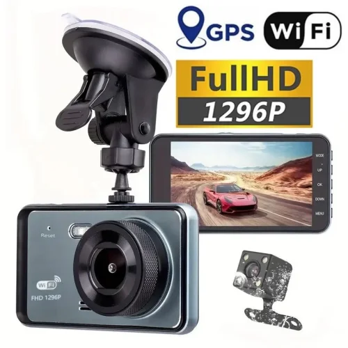 Y6 WIFI Автомобилен видеорегистратор предна и задна камера с WiFi, 1080P, нощно виждане, паркинг мониторинг и 170° широк ъгъл